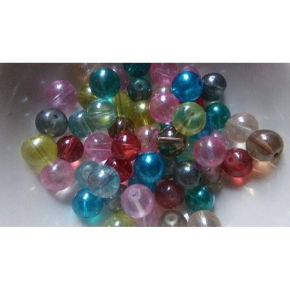 Mixed Glitterized Glass Beads 10mm